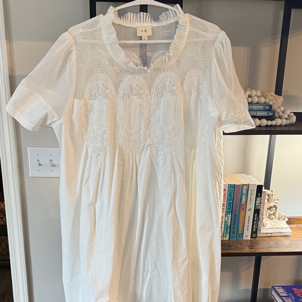 Anthropologie White Mini Dress